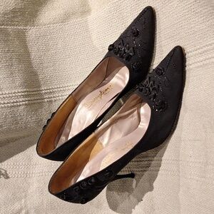 Danny Simmons Las Vegas Nevada black rose bud spiked heels size 10